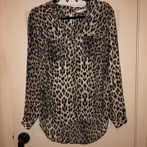 Leopard Print Long Sleeve Blouse
